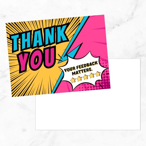 50 Thank You Cards 4 x 3" Pop Art - Picture 4 of 6